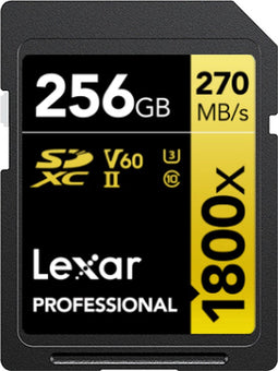 Lexar Professional 1800x - SDXC UHS-II Kaart - 256GB - Lezen 270MB/s Schrijven 180MB/s - V60