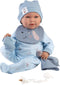 Llorens Huilende Babypop Mimo Blauw met Slabbetje, Knuffeldoek en geluid 42cm