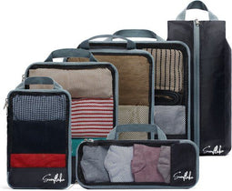 Sunflake Compressie Cubes - Packing Cubes - Compressierits - 6 stuks - Mesh Zwart