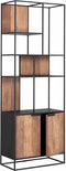 DT Home TV wall element bookcase Cosmo, 2 doors, open racks,220x80x40 cm, recycled teakwood