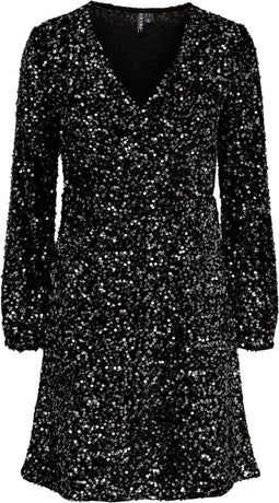 PIECES PCKAM LS Wikkeljurk - V-Hals - Lange mouwen - Glitterdetail - Maat S