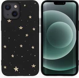 iMoshion Hoesje Geschikt voor iPhone 13 Mini Hoesje Siliconen - iMoshion Design hoesje - Zwart / Meerkleurig / Goud / Stars Gold