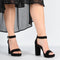 POSH by Poelman LAAR - Dames Sandalen met hak - Imitatiesuède - Zwart - Maat 38