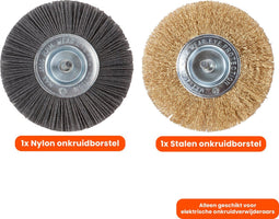 Universele borstelset voor elektrische onkruidborstel - Onkruidverwijderaar - Onkruidverdelger - Stalen en Nylon borstel - 11cm - Voegenborstel - Grastrimmer
