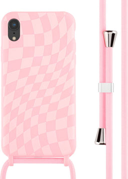 iMoshion Hoesje Geschikt voor iPhone Xr Hoesje Met Koord - iMoshion Siliconen design hoesje met koord - Roze / Retro Pink