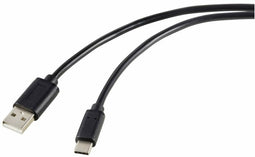 Renkforce RF-5720398 - USB A naar USB C Kabel - 1,8 m - Zwart