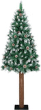vidaXL - Kerstboom - met - echt - hout - en - sneeuw - smal - 180 - cm - groen