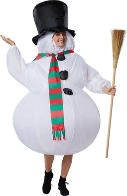 dressforfun - Opblaasbaar kostuum sneeuwman - Cilinder en sjaal - One size