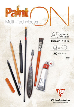 Clairefontaine - Tekenblok clairfontaine paint on a5 40 vel 250g | 4 stuks