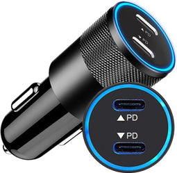 Autolader USB C 47W - Auto oplader USB - USB C autolader 2 poorten - Auto lader - Sigarettenaansteker USB oplader auto - Snellader