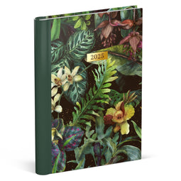 Lannoo Graphics 2025 jaaragenda - 120 x 160 mm - met metalen spiraal - reeks: Botanic - design: ALL-OVER GREEN