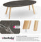 tectake® Acerra - Ovale Salontafel - Marmerlook 100x50x34,5 cm - naturel