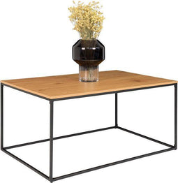 House Nordic Avery - Salontafel - zwart metalen frame eiken-look blad - zwart en eik