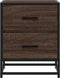 vidaXL - Nachtkastje - 40x31x50 - cm - bewerkt - hout - bruin - eikenkleurig