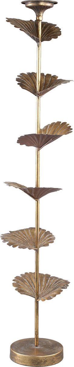PTMD Adler Ronde Kandelaar Bladeren - H110,5 x Ø21 cm - Metaal - Goud