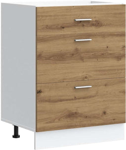 vidaXL - Keuken - onderkast - bewerkt - hout - artisanaal - eikenkleur