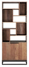 DTP Home Bookrack Cosmo, 2 doors, 10 open racks,215x90x35 cm, recycled teakwood