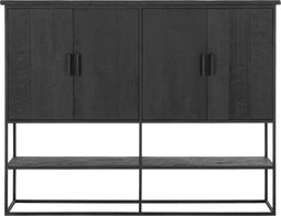 DTP Home Cabinet Beam large, 4 doors, open rack BLACK,140x180x40 cm, recycled teakwood