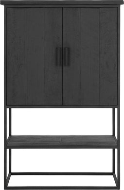DTP Home Cabinet Beam small, 2 doors, open rack BLACK,140x90x40 cm, recycled teakwood
