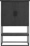 DTP Home Cabinet Beam small, 2 doors, open rack BLACK,140x90x40 cm, recycled teakwood