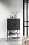 DTP Home Cabinet Beam small, 2 doors, open rack BLACK,140x90x40 cm, recycled teakwood
