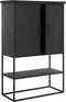 DTP Home Cabinet Beam small, 2 doors, open rack BLACK,140x90x40 cm, recycled teakwood