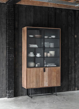 DTP Home Showcase Odeon No.2 high, 2x2 doors,220x120x40 cm, recycled teakwood