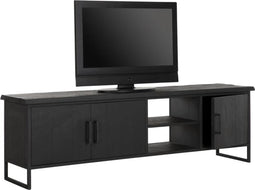 DTP Home TV stand Beam No.2 medium, 3 doors, 2 open racks BLACK,55x180x40 cm, recycled teakwood