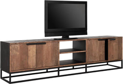 DTP Home TV stand Cosmo No.2 large, 4 doors, 2 open racks,55x205x40 cm, recycled teakwood