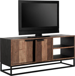 DTP Home TV stand Cosmo No.2 small, 2 doors, 2 open racks,55x125x40 cm, recycled teakwood