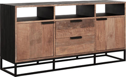DTP Home TV stand Cosmo No.3 high ,2 doors, 2 drawers, 3 open racks,75x150x40 cm, recycled teakwood