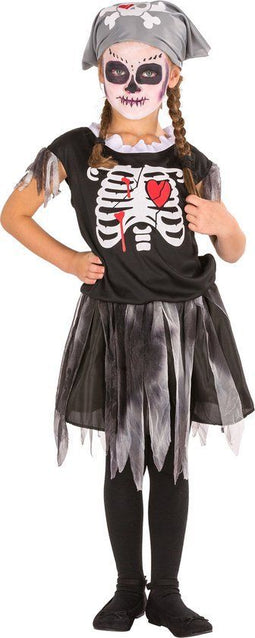 Dressforfun piratenskeletkostuum 116 - verkleedkleding - jurk met skeletafbeelding - (5-7y)