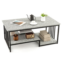 Coast Salontafel - 2-Laags - Marmerlook - 110 x 60 x 45 cm - Grijs / Zwart