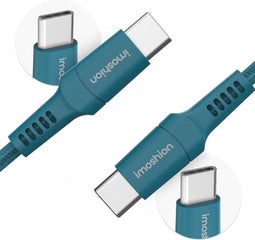 imoshion Kabel - USB C naar USB C Kabel - 1 meter - Snellader 60W - USB-C Oplader Kabel - Geschikt voor o.a. Apple iPhone 15/16 en Samsung - Donkerblauw