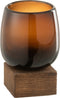 J-Line vaas Op Voet Hoog - glas/hout - bruin - small - 11.00 cm hoog