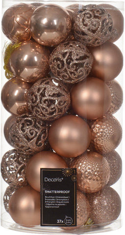 Kerstbal kunststof d6 cm rose 37st kerst