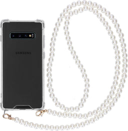 iMoshion Hoesje Geschikt voor Samsung Galaxy S10 Plus Hoesje Met Koord - iMoshion Backcover met koord - Parel - Transparant