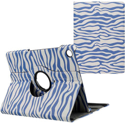 imoshion Tablet Hoes - Geschikt voor Samsung Galaxy Tab A9 Plus - 360° Draaibare Design Bookcase 2.0 - White Blue Stripes
