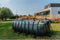 EXIT Wood zwembad 400x200x122cm met filterpomp - bruin