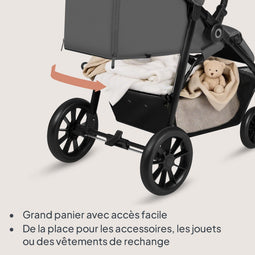 Lionelo Emerald - Buggy - Lichtgewicht Eén-Hand Opvouwbaar 91 cm XXL-Capuchon UPF50+ EVA-Wielen met Vering