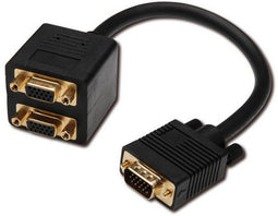 Mercodan AK-310400-002-S - VGA Y-kabel - 1x VGA-stekker naar 2x VGA-bus - Zwart