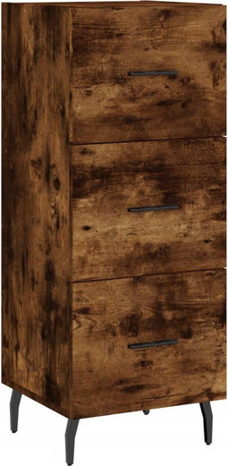 vidaXL - Dressoir - 34,5x34x90 - cm - bewerkt - hout - gerookt - eiken