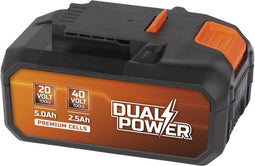 Dual Power batterij POWDP9037 - 2x20V, 5.0Ah, 2.5Ah - accu voor 20V & 40V toestellen - led-stroomindicator - batterijplatform