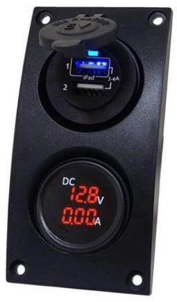 dubbel USB & Volt/ampere meter