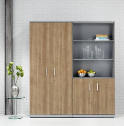 Dubbele draaideurkast Chief 200x90x42 Robson Eiken met Wit ombouw