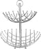 Dubbele etagere fruitschaal/fruitmand rond zilver metaal 36 x 40 cm - Fruitschalen/fruitmanden - Draadmand van metaal