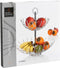 Dubbele etagere fruitschaal/fruitmand rond zilver metaal 36 x 40 cm - Fruitschalen/fruitmanden - Draadmand van metaal