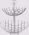 Dubbele etagere fruitschaal/fruitmand rond zilver metaal 36 x 40 cm - Fruitschalen/fruitmanden - Draadmand van metaal