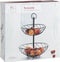 Dubbele etagere fruitschaal/fruitmand rond zwart metaal 27 x 39 cm - Fruitschalen/fruitmanden - Draadmand van metaal