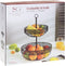 Dubbele etagere fruitschaal/fruitmand rond zwart metaal 30 x 42 cm - Fruitschalen/fruitmanden - Draadmand van metaal
